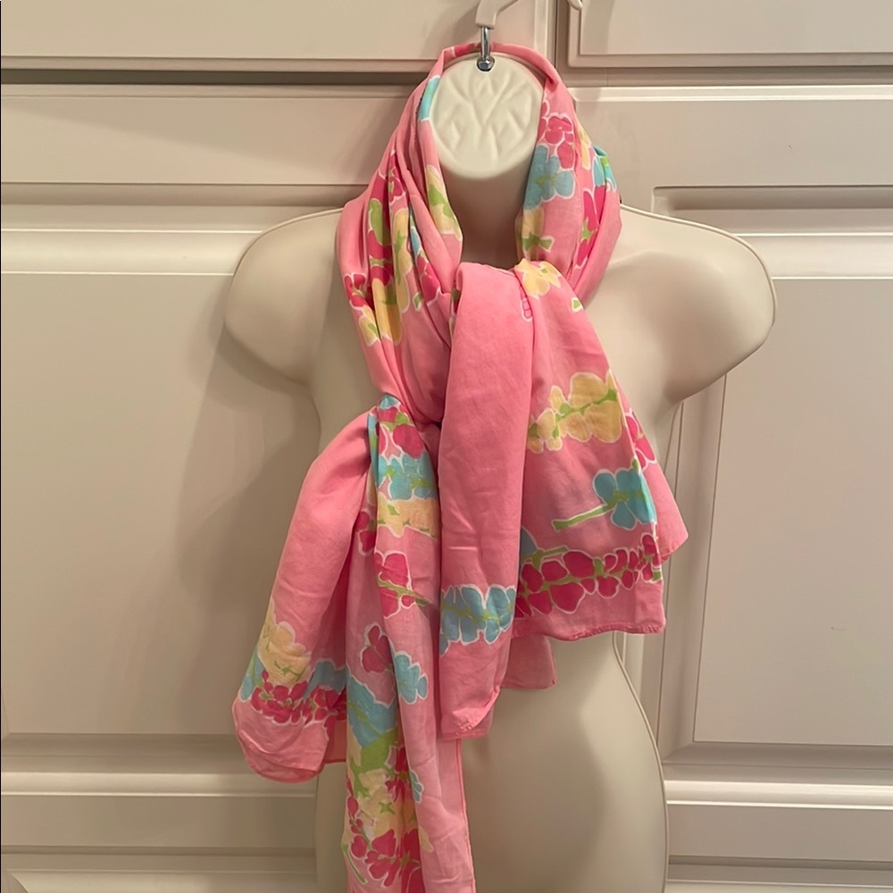 Lilly Pulitzer pink floral scarf/pareo OS - Picture 2 of 6